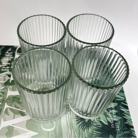 Ribbed Glass Candle Holder Set of 4 Clear Chic Holiday Home Decor - Picture 5 of 16